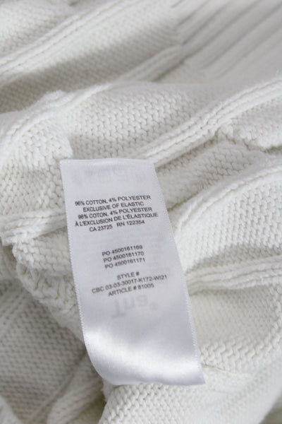 TNA Womens White V Neck Long Sleeve Pullover 96% Cotton Size S