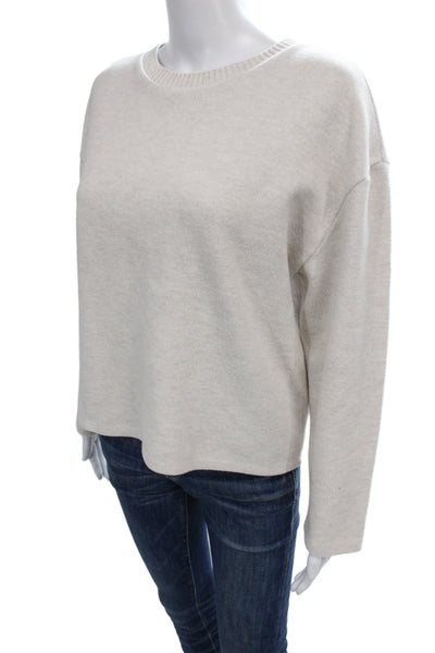 Zara Women Basic Knit Sweater Crew Neck Long Sleeve Beige Pullover Size S