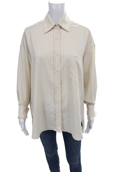 The Frankie Shop Unisex Adults Tunic Button-Up Beige Long Sleeve Size 2XS