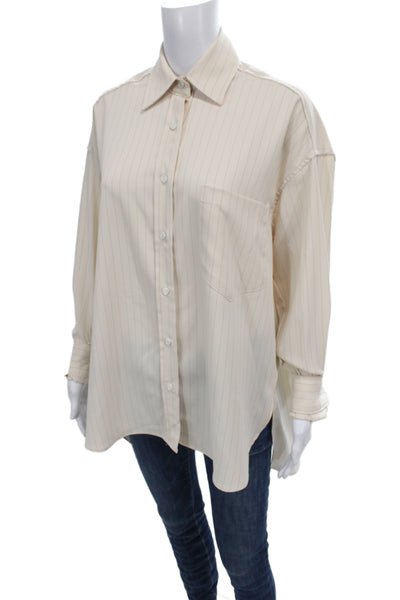 The Frankie Shop Unisex Adults Tunic Button-Up Beige Long Sleeve Size 2XS