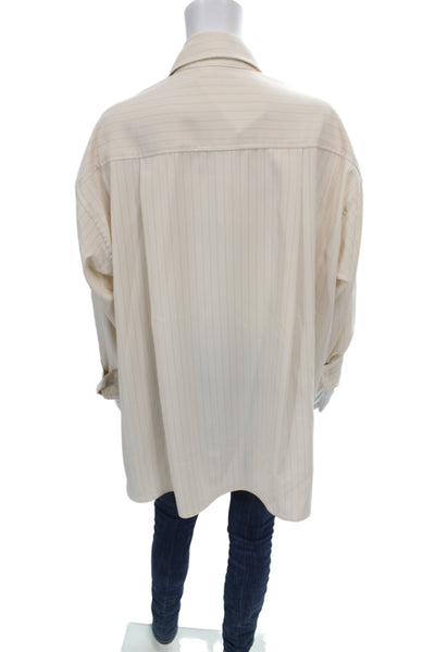 The Frankie Shop Unisex Adults Tunic Button-Up Beige Long Sleeve Size 2XS
