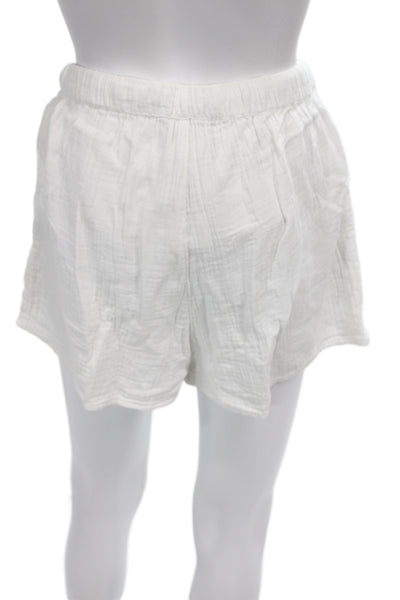Wilfred Women Sweat Shorts White Organic Cotton Drawstring Size S