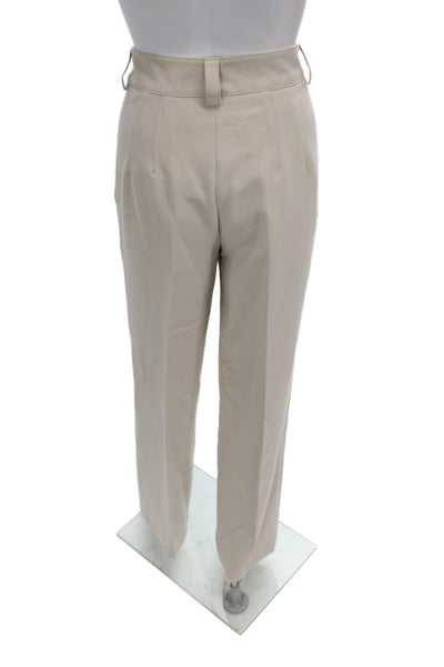 Zara Unisex Adults Dress Pants Beige Polyester Button Inseam 32 Size M
