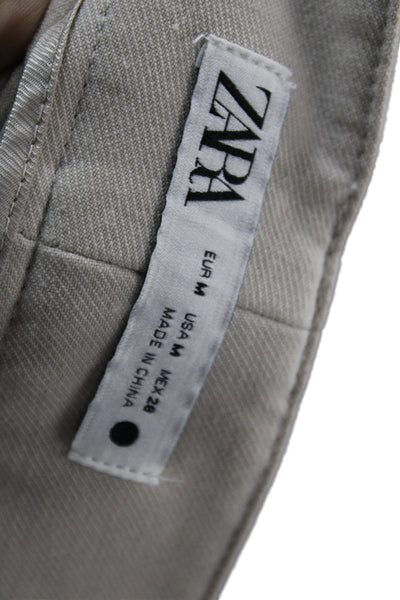 Zara Unisex Adults Dress Pants Beige Polyester Button Inseam 32 Size M