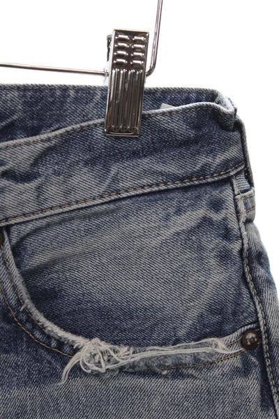Moussy Womens Cut-Off Shorts Blue 100% Cotton Button Size 26
