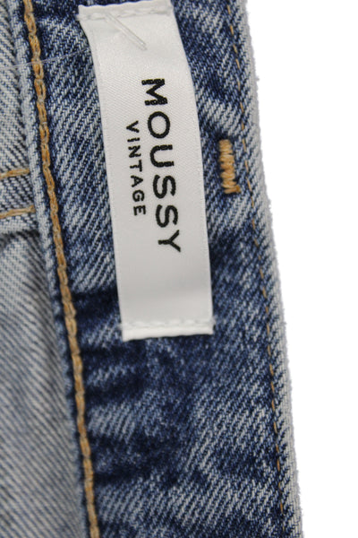 Moussy Womens Cut-Off Shorts Blue 100% Cotton Button Size 26