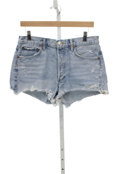 Agolde Womens Cutoff Cotton Shorts Blue Size 28