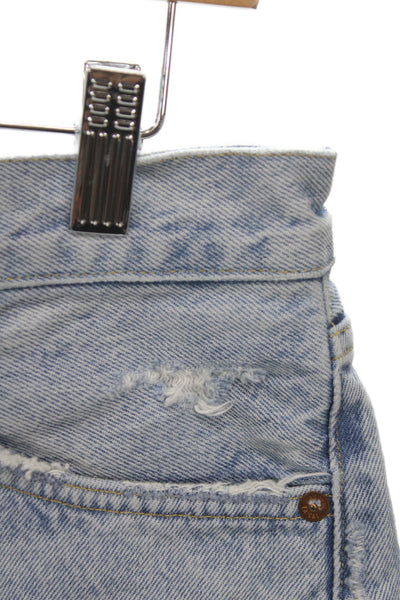 Agolde Womens Cutoff Cotton Shorts Blue Size 28
