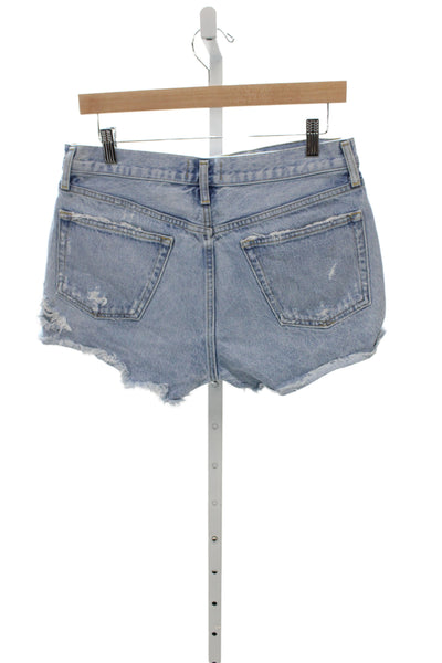Agolde Womens Cutoff Cotton Shorts Blue Size 28