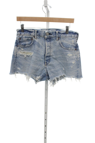 Moussy Womens Cut Off Blue Cotton Shorts Vintage Size 27