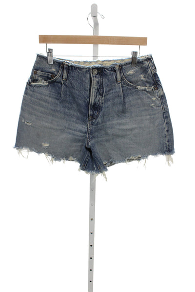 Moussy Womens Cut-Off Shorts Blue 100% Cotton Button Vintage Size 27