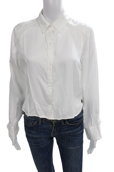 Stateside Women Collared Basic Button-Up Viscose Long Sleeve White Top Size XS