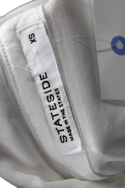 Stateside Women Collared Basic Button-Up Viscose Long Sleeve White Top Size XS