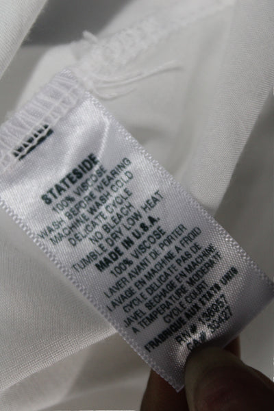 Stateside Women Collared Basic Button-Up Viscose Long Sleeve White Top Size XS