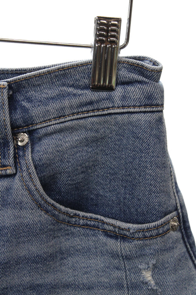 Pistola Unisex Cropped Jeans Blue Mid Rise Button Cotton Blend Size 25
