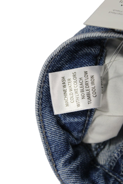 Pistola Unisex Cropped Jeans Blue Mid Rise Button Cotton Blend Size 25