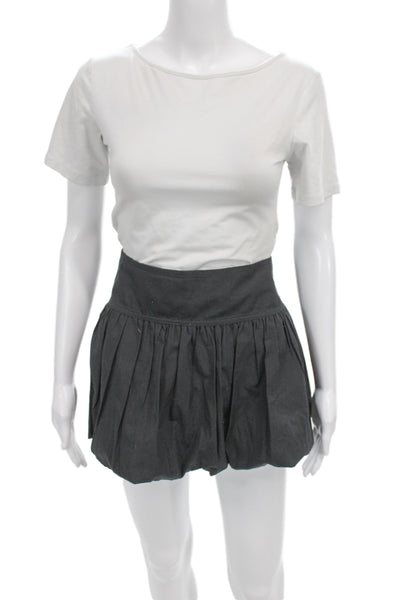 Sunday Best Womens Pleated Skirt Gray 100% Cotton Short Zip Size 2