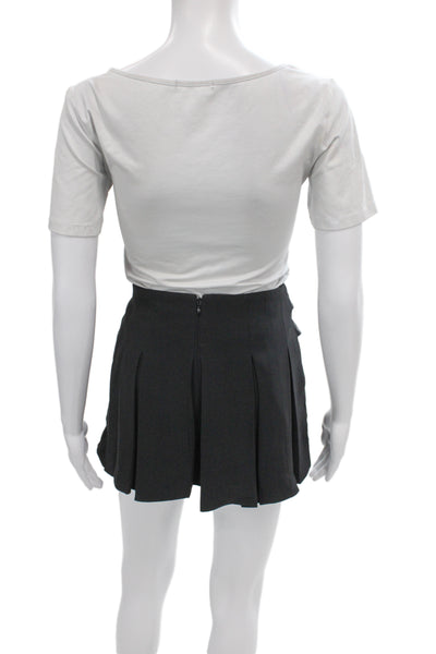 Amanda Uprichard Womens Pleated Skirt Black Polyester Buckle Size S