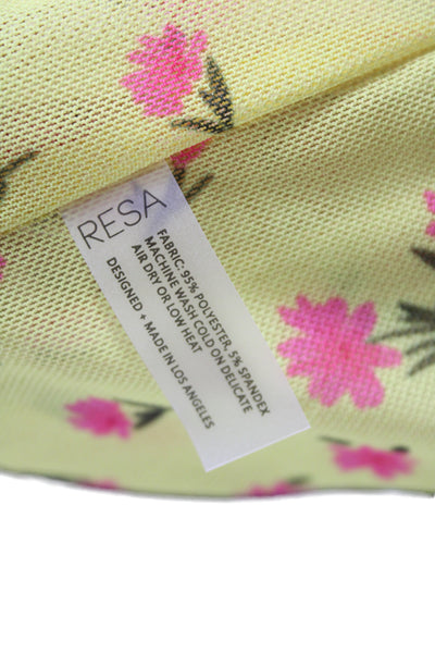 Resa Women Bodycon Strapless Yellow Floral Midi Dress Size XS