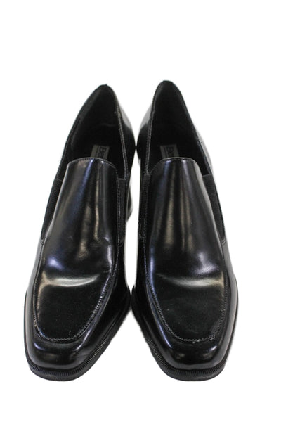 Bernando Womens Leather Square Toe Loafer Heels Black Size 8.5M