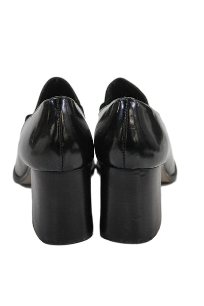 Bernando Womens Leather Square Toe Loafer Heels Black Size 8.5M