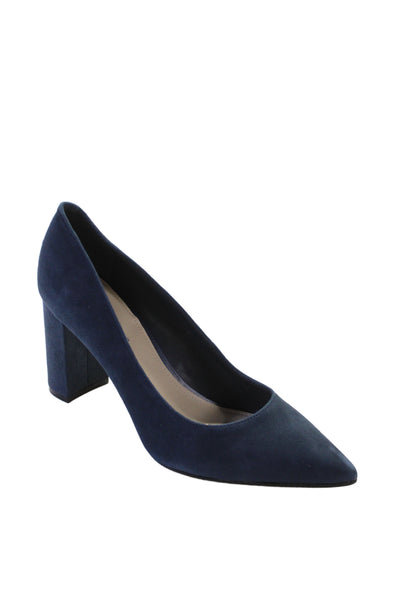 Marc Fisher Womens Suede Pointed Toe Heels Pumps Navy Size 8.5M