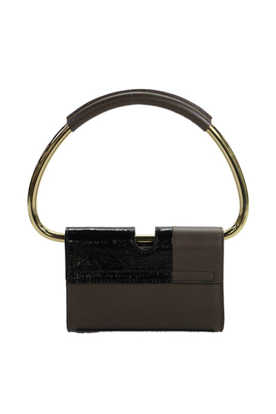 Stee Womens Leather Patchwork Clutch Bag Brown