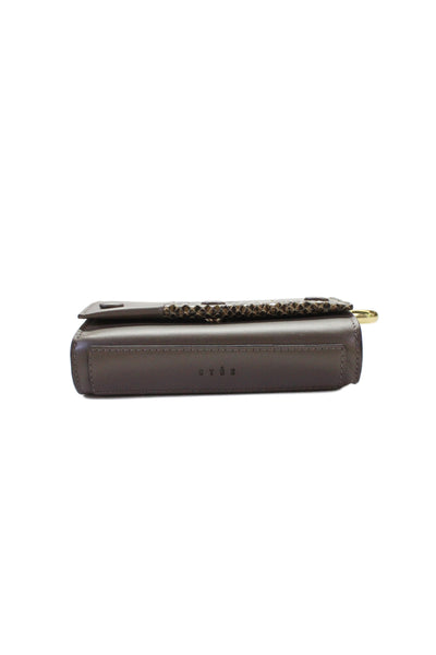 Stee Womens Leather Patchwork Clutch Bag Brown
