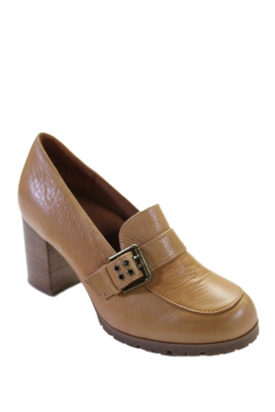 L'Amour Des Pieds Womens Leather Loafer Heels Beige Size 8.5M