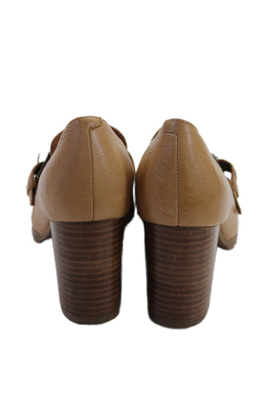 L'Amour Des Pieds Womens Leather Loafer Heels Beige Size 8.5M