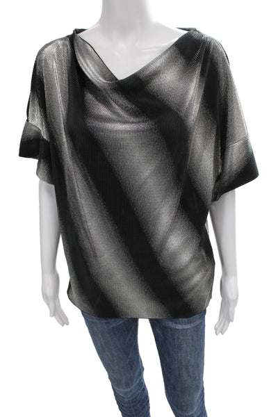 Armani Collezioni Women Multicolor Striped Cowl Neck Blouse Size 10