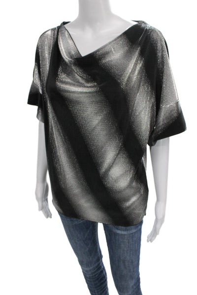 Armani Collezioni Women Multicolor Striped Cowl Neck Blouse Size 10
