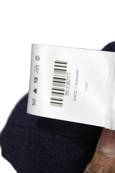Rena Lange Womens Blue Button Cardigan Silk Cotton Cashmere Round Neck Size L