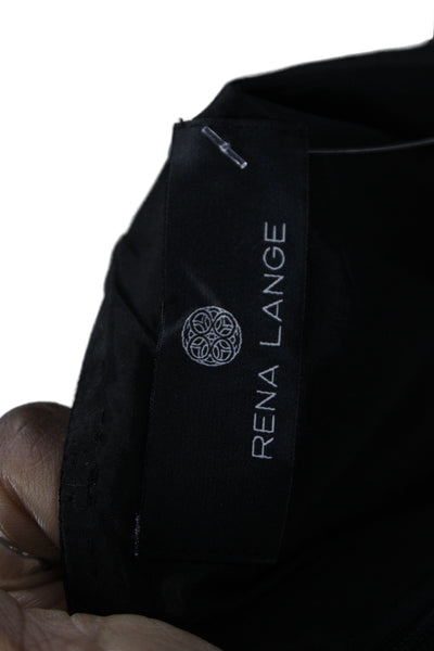Rena Lange Women Sheath Dress Black V-Neck Sleeveless Virgin Wool Zip Size S