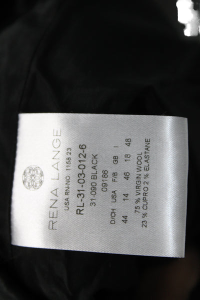 Rena Lange Women Sheath Dress Black V-Neck Sleeveless Virgin Wool Zip Size S
