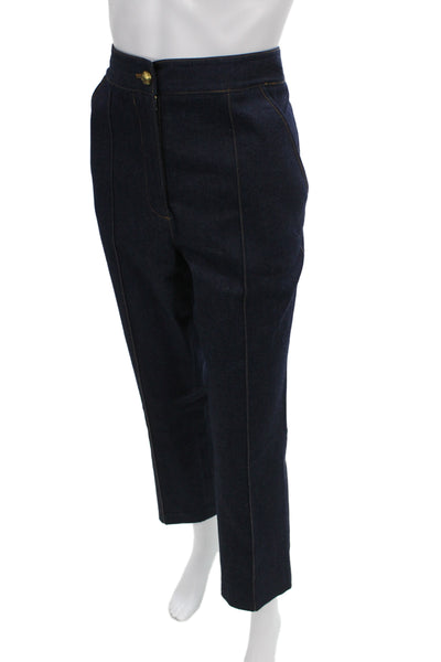 Veronica Beard Women Dress Pants Blue Mid Rise Button Size 10