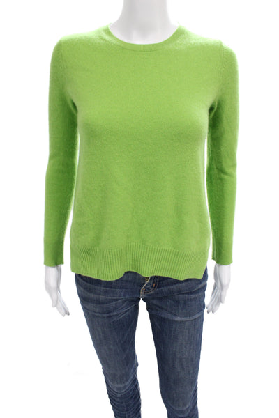 Neiman Marcus Womens Green Cashmere Pullover Sweater Crew Neck Size S
