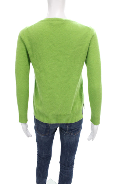 Neiman Marcus Womens Green Cashmere Pullover Sweater Crew Neck Size S