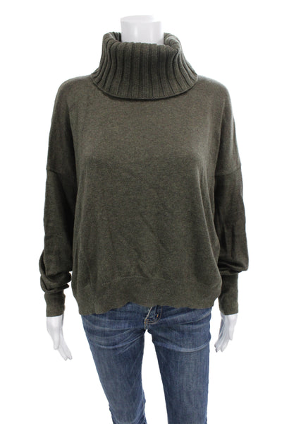 Apiece Apart Women Green Cotton Turtleneck Pullover Sweater Size XS