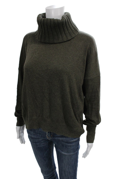 Apiece Apart Women Green Cotton Turtleneck Pullover Sweater Size XS