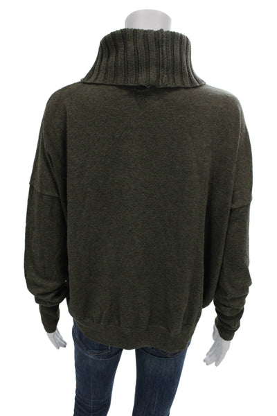 Apiece Apart Women Green Cotton Turtleneck Pullover Sweater Size XS
