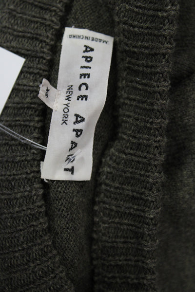 Apiece Apart Women Green Cotton Turtleneck Pullover Sweater Size XS
