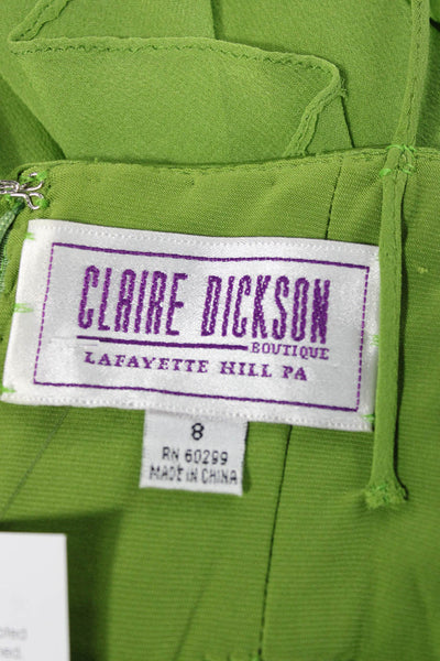 Claire Dickson Womens Green Silk Shift Dress Sleeveless Straight Neck Size 8