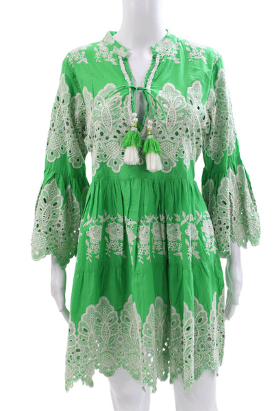 Claire Dickson Womens Green Silk Shift Dress Sleeveless Straight Neck Size 8