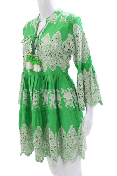 Claire Dickson Womens Green Silk Shift Dress Sleeveless Straight Neck Size 8