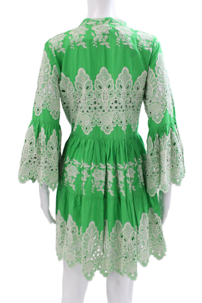 Claire Dickson Womens Green Silk Shift Dress Sleeveless Straight Neck Size 8
