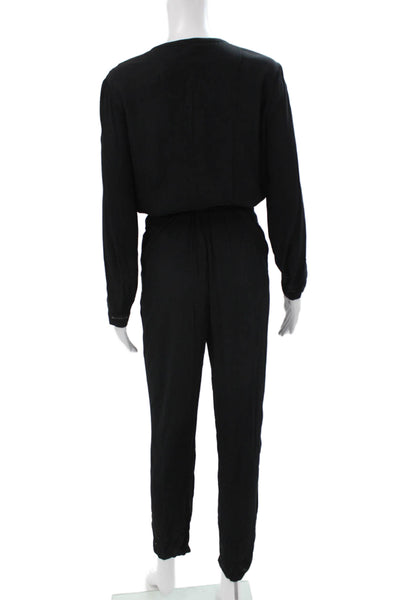 Comptoir Des Cotonniers Women Black V Neck Long Sleeve Pants Set Size 36