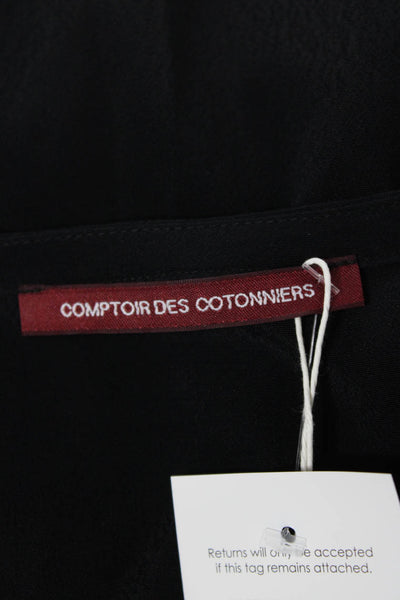 Comptoir Des Cotonniers Women Black V Neck Long Sleeve Pants Set Size 36