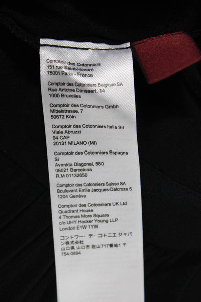 Comptoir Des Cotonniers Women Black V Neck Long Sleeve Pants Set Size 36