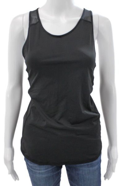 Lululemon Womens Mesh Trim Crew Neck Sleeveless Active Tank Top Black Size 6